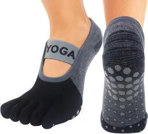 PAPAJIANG 1/2 Pairs Grippy Socks Pilates Socks with Grips Women Yoga | Barre Gripper Non Skid Slip Gym Hospital Five Toe Socks Size 5.5-9 PAPAJIANG 1/2 Pairs Grippy Socks Pilates Socks with Grips Women Yoga | Barre Gripper Non Skid Slip Gym Hospital Five Toe Socks Size 5.5-9