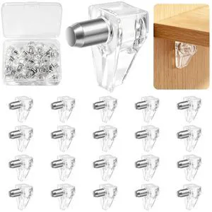 20 Pcs 5mm Shelf Support Pegs, Clear Plastic Cabinet Shelf Pins, Locking Holder Clips Replacement for Kitchen Cabinet, Closet, Bookshelf, Cupboard, Wood Furniture 20 Pcs 5mm Shelf Support Pegs, Clear Plastic Cabinet Shelf Pins, Locking Holder Clips Replacement for Kitchen Cabinet, Closet, Bookshelf, Cupboard, Wood Furniture