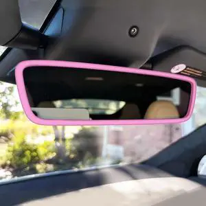 YUPIKJI Car Rear View Mirror Protector Frame, Car Rearview Mirror Cover, Silicone Vehicle Interior Rearview Trim Protective Cover, Vehicle Mirrors Edge Guard Decoration for Model 3 Model Y (Pink) YUPIKJI Car Rear View Mirror Protector Frame, Car Rearview Mirror Cover, Silicone Vehicle Interior Rearview Trim Protective Cover, Vehicle Mirrors Edge Guard Decoration for Model 3 Model Y (Pink)