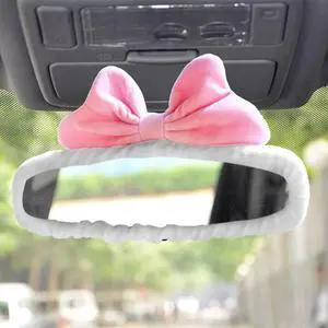 DEAELF Cute Bowknot Car Rearview Mirror Cover, for Girls Women (Pink) | Elastic Plush Auto Rearview Mirror Protector, Cartoon Vehicle Interior Mirror Edge Decoration Accessory for Sedan, SUV, Truck DEAELF Cute Bowknot Car Rearview Mirror Cover, for Girls Women (Pink) | Elastic Plush Auto Rearview Mirror Protector, Cartoon Vehicle Interior Mirror Edge Decoration Accessory for Sedan, SUV, Truck