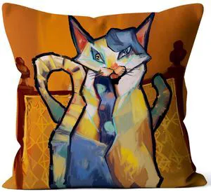 Funny Fall Cat Abstract Picasso Throw Pillow Cover Gifts for Pet Lover, Modern Geometry Throw Pillows Case for Sofa Decor, Art Chair Cushion Cover for Sofa Couch Bed 18 x 18 Inch Funny Fall Cat Abstract Picasso Throw Pillow Cover Gifts for Pet Lover, Modern Geometry Throw Pillows Case for Sofa Decor, Art Chair Cushion Cover for Sofa Couch Bed 18 x 18 Inch