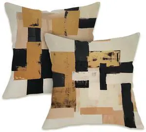 Modern Brown Graffiti Geometric Decorative Throw Pillow Covers | 18 x 18 Set of 2, Abstract Art Porch Patio Outdoor Pillowcase, Minimalist Sofa Couch Cushion Case Home Decor Modern Brown Graffiti Geometric Decorative Throw Pillow Covers | 18 x 18 Set of 2, Abstract Art Porch Patio Outdoor Pillowcase, Minimalist Sofa Couch Cushion Case Home Decor