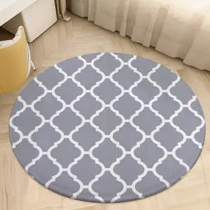 Round Rug Personalized Area Carpet with Your Logo Image Text Photo | Anti Slip, Washable, Decorative Mat for Bedroom Living Room Office, Grey and White, Diameter 24 in Round Rug Personalized Area Carpet with Your Logo Image Text Photo | Anti Slip, Washable, Decorative Mat for Bedroom Living Room Office, Grey and White, Diameter 24 in