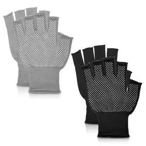 2 Pairs Fingerless Gloves Men Anti-Slip Gym Glove for Women Half Exercise Sports Glove Training Cycling Working Driving Motorcycle Workout Women Men, Black Grey 2 Pairs Fingerless Gloves Men Anti-Slip Gym Glove for Women Half Exercise Sports Glove Training Cycling Working Driving Motorcycle Workout Women Men, Black Grey