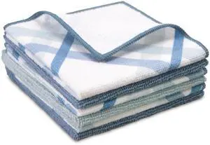 S&T INC. Dish Cloths, 6 Pack, 12" x 12", Assorted Blue Plaid | Dual-Sided Dish Scrubbers, Mesh Side for Tough Messes, Soft Microfiber for Rich Lather and Dish Washing, Machine Washable S&T INC. Dish Cloths, 6 Pack, 12" x 12", Assorted Blue Plaid | Dual-Sided Dish Scrubbers, Mesh Side for Tough Messes, Soft Microfiber for Rich Lather and Dish Washing, Machine Washable