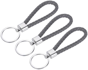 YOKIVE 3 Pcs Braided Leather Keychains, Home PU Keys Ring Woven Decorating Lanyard Straps for Bags Wallets (Gray) YOKIVE 3 Pcs Braided Leather Keychains, Home PU Keys Ring Woven Decorating Lanyard Straps for Bags Wallets (Gray)