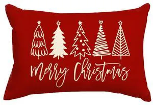 Christmas Pillow Covers 12x20,Outdoor Christmas Tree Red Lumbar Merry | Xmas Decor for Holiday Couch Sofa,No Insert,Durable Polyester,Fit 12x20 inch Inserts or Smaller Christmas Pillow Covers 12x20,Outdoor Christmas Tree Red Lumbar Merry | Xmas Decor for Holiday Couch Sofa,No Insert,Durable Polyester,Fit 12x20 inch Inserts or Smaller
