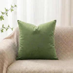 Q&J FABRIC CO. Velvet Throw Pillow Covers 1 Pack 18x18 Inch Olive Green | 100% Polyester Plush, Soft Square Cushion Case Solid Luxury Pillow Covers for Living Room Couch Bed Sofa Outdoor Home Decor Q&J FABRIC CO. Velvet Throw Pillow Covers 1 Pack 18x18 Inch Olive Green | 100% Polyester Plush, Soft Square Cushion Case Solid Luxury Pillow Covers for Living Room Couch Bed Sofa Outdoor Home Decor