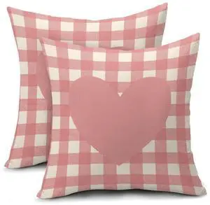 Valentines Day Pillow Covers 18X18 Inch Pink White Buffalo Plaid Love Heart Decorative Pillow Cases Set of 2 Valentine's Day Wedding Anniversary Throw Pillows for Cushion Sofa Couch Outdoor Valentines Day Pillow Covers 18X18 Inch Pink White Buffalo Plaid Love Heart Decorative Pillow Cases Set of 2 Valentine's Day Wedding Anniversary Throw Pillows for Cushion Sofa Couch Outdoor