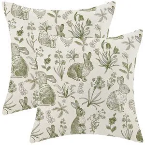 Sorktse Sage Green Easter Pillow Covers 18x18 Inch Set of 2 Spring Easter Bunny Floral Throw Pillows Outdoor Decorative Rabbit Botanical Flower Pillowcase Linen Cushion Cases for Bed Sofa Couch Sorktse Sage Green Easter Pillow Covers 18x18 Inch Set of 2 Spring Easter Bunny Floral Throw Pillows Outdoor Decorative Rabbit Botanical Flower Pillowcase Linen Cushion Cases for Bed Sofa Couch