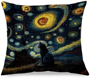 Supwhd Starry Night Black Cat Pillow Covers 18x18 - Cat Decor, Gifts for Cat Lovers, Mom, Lady - Double-Sided Pillow Cases Supwhd Starry Night Black Cat Pillow Covers 18x18 - Cat Decor, Gifts for Cat Lovers, Mom, Lady - Double-Sided Pillow Cases