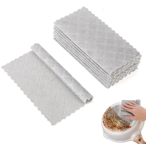SAYAPE Double-Sided Cleaning Rags - Multipurpose Non Scratch Wire Dishcloth & Microfiber Cleaning Cloths - Reusable Dish Cloth for Kitchen, Car, and Housekeeping - 8-Pack - Gray SAYAPE Double-Sided Cleaning Rags - Multipurpose Non Scratch Wire Dishcloth & Microfiber Cleaning Cloths - Reusable Dish Cloth for Kitchen, Car, and Housekeeping - 8-Pack - Gray