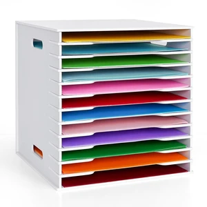 12 Slots Scrapbook Paper Organizer for Sizes 12" x 12" | File Sorter Storage, Document Holder, Desktop Scrapbook Paper Organizer Rack for Home Office School, Standard Size, White 12 Slots Scrapbook Paper Organizer for Sizes 12" x 12" | File Sorter Storage, Document Holder, Desktop Scrapbook Paper Organizer Rack for Home Office School, Standard Size, White