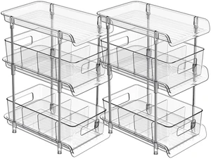 2Set 3 Tier Clear Bathroom Organizer with Dividers, Pull-Out Pantry Organization and Storage, Multi-Purpose Under Sink Organizers and Storage, Vanity Skincare Cosmetic Closet Organizer Medicine Bins 2Set 3 Tier Clear Bathroom Organizer with Dividers, Pull-Out Pantry Organization and Storage, Multi-Purpose Under Sink Organizers and Storage, Vanity Skincare Cosmetic Closet Organizer Medicine Bins