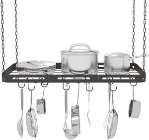 33 Pots and Pans Hanging Rack, Black Metal Hanging Pot Rack Ceiling Mount | Heavy-duty Metal Square Kitchen Ceiling Pot Rack with 15 Hooks, Pot and Pan Hanger for Kitchen Cookware Utensils 33 Pots and Pans Hanging Rack, Black Metal Hanging Pot Rack Ceiling Mount | Heavy-duty Metal Square Kitchen Ceiling Pot Rack with 15 Hooks, Pot and Pan Hanger for Kitchen Cookware Utensils