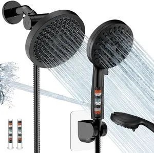 Shower Head with Handheld Spray Combo, Dual Rain Shower Head-Black | High Pressure Performance, 10-Mode Spray Options, Replaceable Filter, Flexible 67" Hose, Durable Shower Head with Handheld Spray Combo, Dual Rain Shower Head-Black | High Pressure Performance, 10-Mode Spray Options, Replaceable Filter, Flexible 67" Hose, Durable