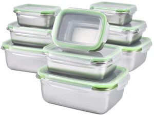 Stainless Steel Food Storage Containers | Leak Proof & Airtight Lids | Set of 9 Containers, Dishwasher & Freezer Safe Stainless Steel Food Storage Containers | Leak Proof & Airtight Lids | Set of 9 Containers, Dishwasher & Freezer Safe