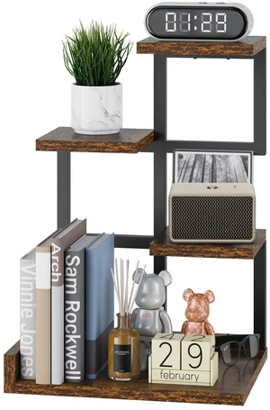 4 Tier Desktop Shelf Organizer 12.2x9.45x17.52 Rustic Brown HSR007H | Storage Display Rack, Desk Shelf Organizer Small Bookshelf with Metal Frame for Office, Books, Plants 4 Tier Desktop Shelf Organizer 12.2x9.45x17.52 Rustic Brown HSR007H | Storage Display Rack, Desk Shelf Organizer Small Bookshelf with Metal Frame for Office, Books, Plants
