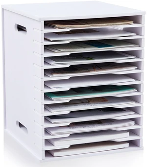 1 Pack Scrapbook Paper Organizer for Sizes 8.5" x 11" | White Cardstock File Organizer Stackable Paper Trays Storage Rack Document Holder for Desk Home Office, 10.3 x 11.6 x 13 Inch 1 Pack Scrapbook Paper Organizer for Sizes 8.5" x 11" | White Cardstock File Organizer Stackable Paper Trays Storage Rack Document Holder for Desk Home Office, 10.3 x 11.6 x 13 Inch