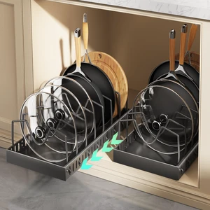 Pull Out Pots and Pans Organizer Under Cabinet, Sliding Lid Holder and Pan Rack in Kitchen, Slide Out Inside Cabinet Storage for Pot Lid, Bakeware, Dishes, 8 Adjustable Dividers, 2 Pack Black Pull Out Pots and Pans Organizer Under Cabinet, Sliding Lid Holder and Pan Rack in Kitchen, Slide Out Inside Cabinet Storage for Pot Lid, Bakeware, Dishes, 8 Adjustable Dividers, 2 Pack Black