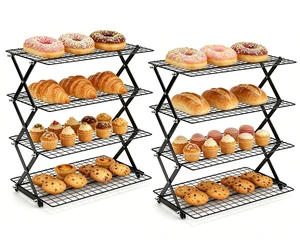 2 Pack Collapsible Cooling Rack, 4 Tier Stainless Steel Baking Rack | Stackable Baking Rack, with Adjustable 3 Setting X-Shaped Structure Cooling Racks for Cooking and Baking, Dishwasher Safe 2 Pack Collapsible Cooling Rack, 4 Tier Stainless Steel Baking Rack | Stackable Baking Rack, with Adjustable 3 Setting X-Shaped Structure Cooling Racks for Cooking and Baking, Dishwasher Safe