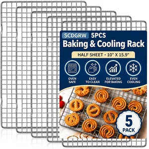 Cooling Rack Set of 2, 10" x 16" No Warp Heavy Duty Stainless Steel Baking Rack - Fits Jelly Roll Cookie Sheet Pan, Oven Safe 575°F, for Baking, Roasting & Dehydrating, Dishwasher Safe Cooling Rack Set of 2, 10" x 16" No Warp Heavy Duty Stainless Steel Baking Rack - Fits Jelly Roll Cookie Sheet Pan, Oven Safe 575°F, for Baking, Roasting & Dehydrating, Dishwasher Safe