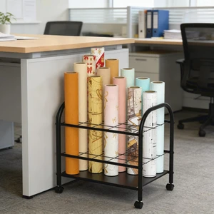 Blueprint Storage Holder with Wheels 20-Slot Metal Roll File Rack with Silent Casters & Brakes for Blueprints, Wrapping Paper, Posters, Maps Mobile File Cart for Office & Home (Black) Blueprint Storage Holder with Wheels 20-Slot Metal Roll File Rack with Silent Casters & Brakes for Blueprints, Wrapping Paper, Posters, Maps Mobile File Cart for Office & Home (Black)