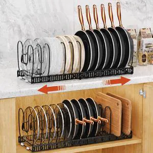 Pots and Pans Organizer Rack,Expandable Holder for Kitchen Cabinet | 11.81''-22.85'' Metal Rack with 12 Adjustable Dividers,Multifunctional Organizer for Cookware Bakeware Cutting Board Storage Pots and Pans Organizer Rack,Expandable Holder for Kitchen Cabinet | 11.81''-22.85'' Metal Rack with 12 Adjustable Dividers,Multifunctional Organizer for Cookware Bakeware Cutting Board Storage