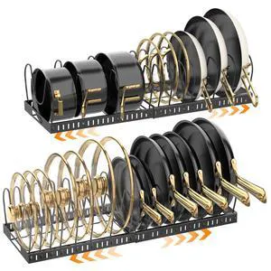 2PACK Expandable (12"-24") Pots and Pans Organizer Under Cabinet with 32 Adjustable Dividers for Kitchen, Pot Lid Organizers Inside Cabinet, Pan Lid Holder 2PACK Expandable (12"-24") Pots and Pans Organizer Under Cabinet with 32 Adjustable Dividers for Kitchen, Pot Lid Organizers Inside Cabinet, Pan Lid Holder