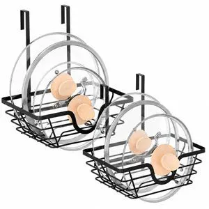 Pot Lid Organizer 2 Pack, Adjustable Kitchen Pot Lid Holder Inside Cabinet, Kitchen Cabinet Organizer Hanging for Food Storage Container, Pot, Pan Lid & Bakeware, Black Pot Lid Organizer 2 Pack, Adjustable Kitchen Pot Lid Holder Inside Cabinet, Kitchen Cabinet Organizer Hanging for Food Storage Container, Pot, Pan Lid & Bakeware, Black