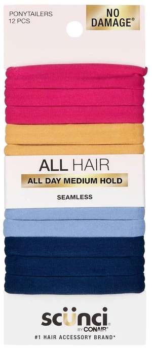No Damage Super Comfy Hosiery Elastic Hair Tie Ponytailers - Assorted Colors - All Hair - 12pcs No Damage Super Comfy Hosiery Elastic Hair Tie Ponytailers - Assorted Colors - All Hair - 12pcs