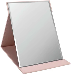 12x9 Inches Portable Folding Makeup Mirror, Frameless PU Leather Desk Mirror with Stand for Camping Travel Tabletop Personal, Pink 12x9 Inches Portable Folding Makeup Mirror, Frameless PU Leather Desk Mirror with Stand for Camping Travel Tabletop Personal, Pink