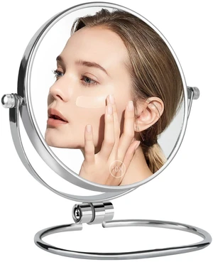 Makeup Mirror, 6" Portable Folding Vanity Mirror with 1X/10X Magnification, Handheld & Wall Hanging Double Sided Compact Desktop Mirror for Bathroom, Shaving, Camping & Travel, No Light Makeup Mirror, 6" Portable Folding Vanity Mirror with 1X/10X Magnification, Handheld & Wall Hanging Double Sided Compact Desktop Mirror for Bathroom, Shaving, Camping & Travel, No Light