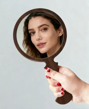 Wooden Handheld Mirror, Vintage Round Wood Hand Mirror with Handle, 5.1" x 9.6" Portable Decorative Makeup Mirror for Travel & Salon& Women Birthday Gifts (Walnut Wood) Wooden Handheld Mirror, Vintage Round Wood Hand Mirror with Handle, 5.1" x 9.6" Portable Decorative Makeup Mirror for Travel & Salon& Women Birthday Gifts (Walnut Wood)