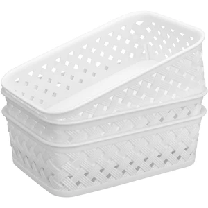 3 Pack Plastic Storage Baskets, Small, White 3 Pack Plastic Storage Baskets, Small, White