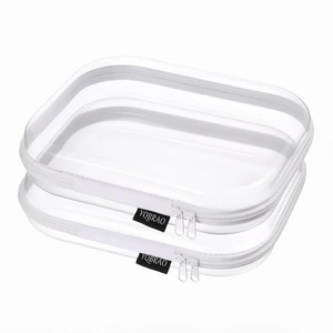 2-Piece Medium Clear Hard Shell Zipper Case Set, White 2-Piece Medium Clear Hard Shell Zipper Case Set, White
