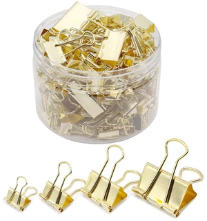 Binder Clip Paper Clamps, Assorted Sizes (Mini, Small, Medium, Large), 100 Pcs Clips for Office School Supplies (Gold) Binder Clip Paper Clamps, Assorted Sizes (Mini, Small, Medium, Large), 100 Pcs Clips for Office School Supplies (Gold)
