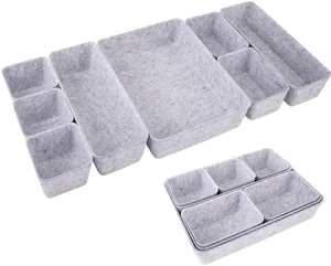 Felt Desk Drawer Organizer, 8pcs Shallow Storage Trays Bins, Office Accessories Box Inserts College Jewelry & Makeup Boxes Containers(Grey) Felt Desk Drawer Organizer, 8pcs Shallow Storage Trays Bins, Office Accessories Box Inserts College Jewelry & Makeup Boxes Containers(Grey)