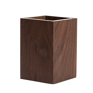 Black Walnut Wooden Pencil Box, Multiple-Use Desk Writing Stationary Organizer Wood Pen Holder Cups Office School Supplies Storage (Square Shape) Black Walnut Wooden Pencil Box, Multiple-Use Desk Writing Stationary Organizer Wood Pen Holder Cups Office School Supplies Storage (Square Shape)