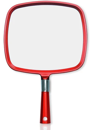 Large Hand Mirror, Ergonomic Handle, 9" x 13" (Red) Large Hand Mirror, Ergonomic Handle, 9" x 13" (Red)