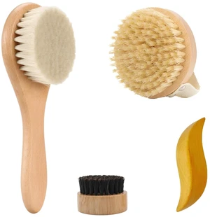 Dry Brushing Set - Natural Boar Bristle Body & Face Brush +Dry Skin Exfoliating Scrubber +Wood Therapy Massage Tool for Gua Sha Anti-Cellulite (4 Pack) Dry Brushing Set - Natural Boar Bristle Body & Face Brush +Dry Skin Exfoliating Scrubber +Wood Therapy Massage Tool for Gua Sha Anti-Cellulite (4 Pack)