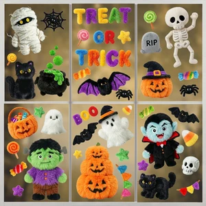 Halloween Decorations Window Clings, 8 Sheets Plush Style Zombie Skeleton Monster Vampire Pumpkin Halloween Decals, Cute Double Sided Printed Glass Door clings Decals for Home Office School Party Halloween Decorations Window Clings, 8 Sheets Plush Style Zombie Skeleton Monster Vampire Pumpkin Halloween Decals, Cute Double Sided Printed Glass Door clings Decals for Home Office School Party
