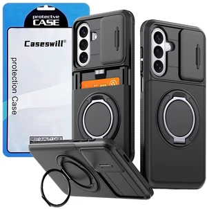 Caseswill for Samsung Galaxy S26 Case with 2X Screen Protector, Shockproof Magnetic Case with Card Holder, 360° Rotating Ring Stand & Slide Camera Cover Caseswill for Samsung Galaxy S26 Case with 2X Screen Protector, Shockproof Magnetic Case with Card Holder, 360° Rotating Ring Stand & Slide Camera Cover