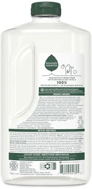 Seventh Generation Dish Soap Refill, Liquid Dishwashing Soap, Clementine Zest & Lemongrass, 50 fl oz Seventh Generation Dish Soap Refill, Liquid Dishwashing Soap, Clementine Zest & Lemongrass, 50 fl oz