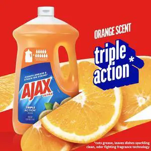 Ajax Ultra Liquid Dish Soap Orange Scent, Triple Action, 90 fl oz Bottle Ajax Ultra Liquid Dish Soap Orange Scent, Triple Action, 90 fl oz Bottle