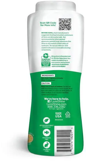 Lemi Shine Dish Detergent Booster, Gets Rid of Hard Water Spots, 20 oz Lemi Shine Dish Detergent Booster, Gets Rid of Hard Water Spots, 20 oz
