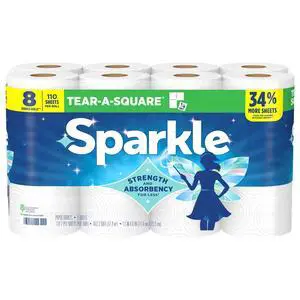 Sparkle Tear-A-Square Paper Towels, 8 Double Rolls, 110 Sheets per Roll Sparkle Tear-A-Square Paper Towels, 8 Double Rolls, 110 Sheets per Roll