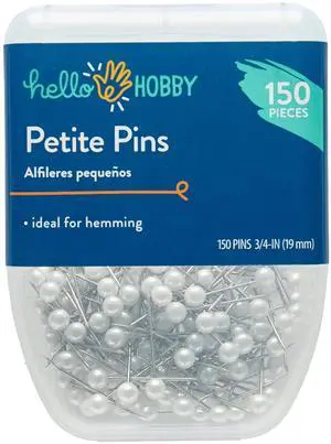(4 pack) Hello Hobby Petite Straight Pins, White, 3/4", 150 Pieces (4 pack) Hello Hobby Petite Straight Pins, White, 3/4", 150 Pieces