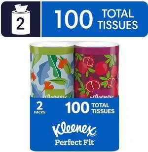 Kleenex Perfect Fit 2-Ply Canister Facial Tissues, 2 Pack (100 Total Tissues) Kleenex Perfect Fit 2-Ply Canister Facial Tissues, 2 Pack (100 Total Tissues)