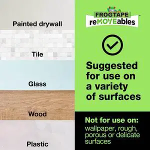 FrogTape reMOVEables Poster Strips, 60 Mounting Strips, 0.5 lbs. Max Per Strip FrogTape reMOVEables Poster Strips, 60 Mounting Strips, 0.5 lbs. Max Per Strip